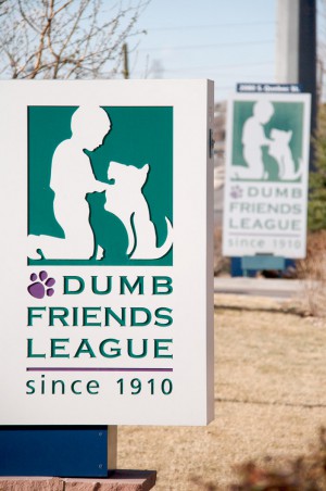 Signs at the Denver Dumb Friends League