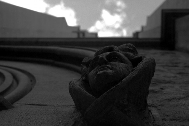 Faces adorn the ends of the arch details at St. John's Cathedral in Denver