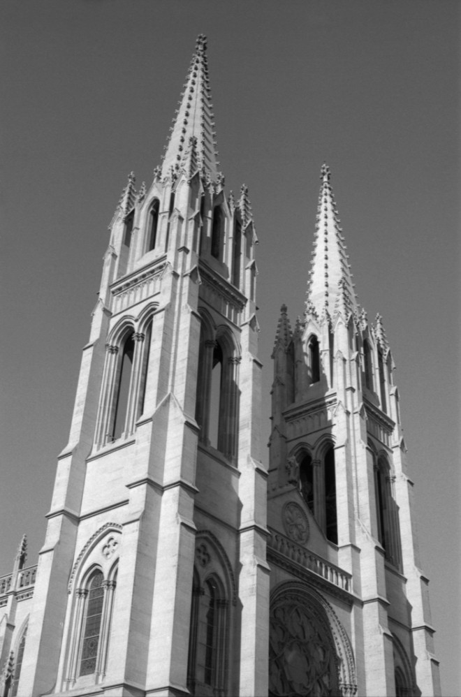 The spires of the Cathedral of the Immaculate Conception in Denver