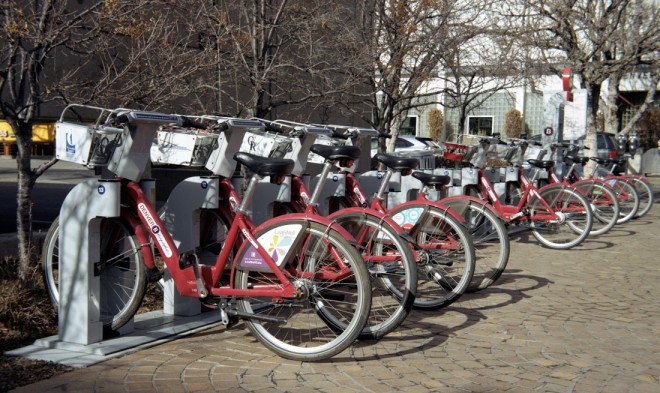 B-Cycle station in Cherry Creek North