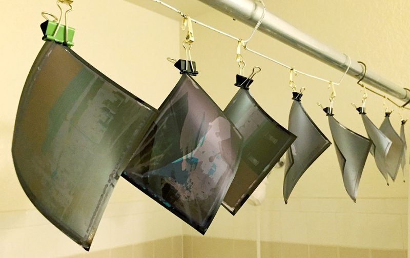Recovered negatives hanging to dry